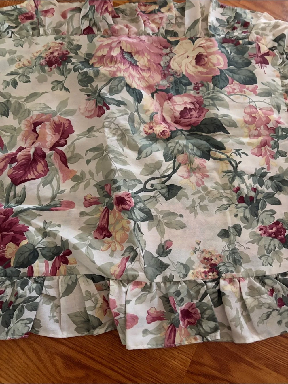 Floral Ruffled Pillow Shams in Pink & Green - Classic Home Accent